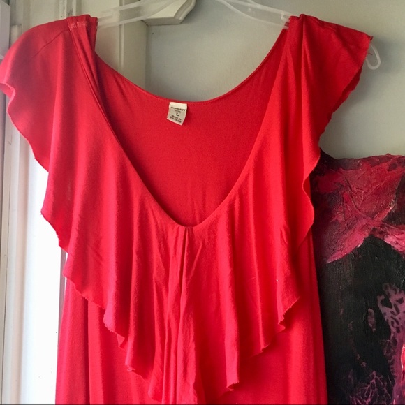 Old Navy Red Ruffle Dress Soft L Sassy Bold - Picture 2 of 3